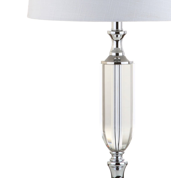 HomeRoots 28" Clear Crystal Table Lamp with Linen Shade – Elegant Design for Ambient Lighting & Home Decor 715880