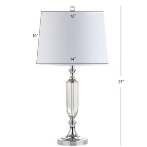 HomeRoots 28" Clear Crystal Table Lamp with Linen Shade – Elegant Design for Ambient Lighting & Home Decor 715880