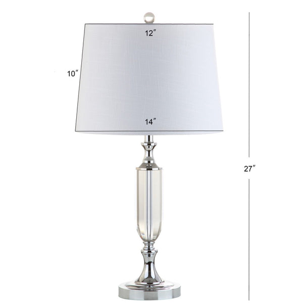 HomeRoots 28" Clear Crystal Table Lamp with Linen Shade – Elegant Design for Ambient Lighting & Home Decor 715880