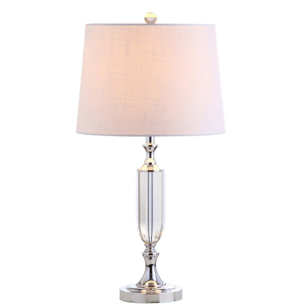 HomeRoots 28" Clear Crystal Table Lamp with Linen Shade – Elegant Design for Ambient Lighting & Home Decor 715880