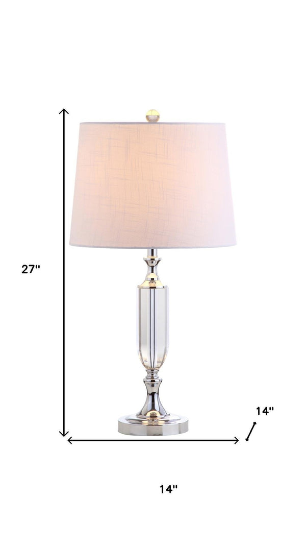 HomeRoots 28" Clear Crystal Table Lamp with Linen Shade – Elegant Design for Ambient Lighting & Home Decor 715880