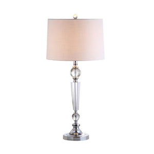 Set of Two Glass Base Accent Table Lamps with Elegant Drum Shades for Any Room