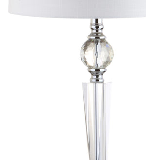 Set of Two Glass Base Accent Table Lamps with Elegant Drum Shades for Any Room