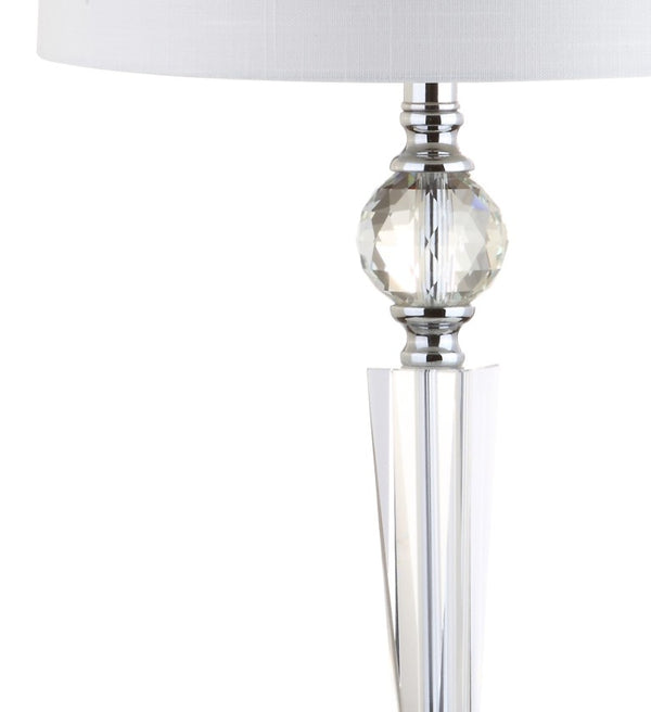 Set of Two Glass Base Accent Table Lamps with Elegant Drum Shades for Any Room