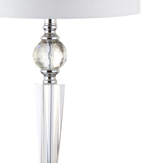 Set of Two Glass Base Accent Table Lamps with Elegant Drum Shades for Any Room