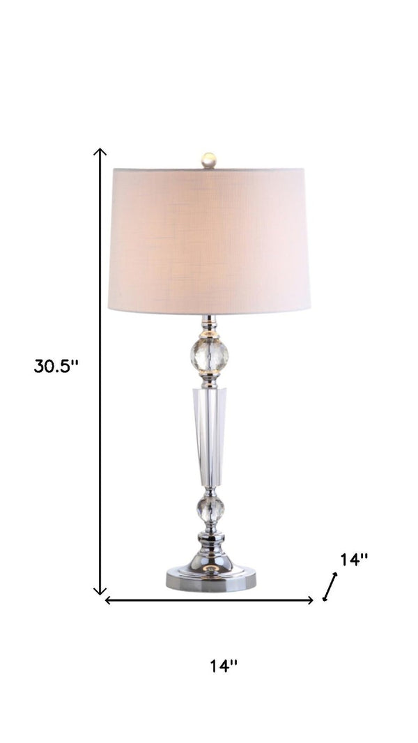 Set of Two Glass Base Accent Table Lamps with Elegant Drum Shades for Any Room