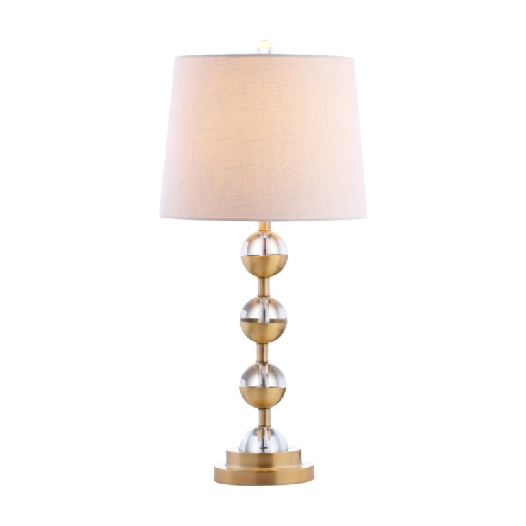 Set of Two Gold Finish Bedside Table Lamps with Elegant Drum Shades for Bedroom