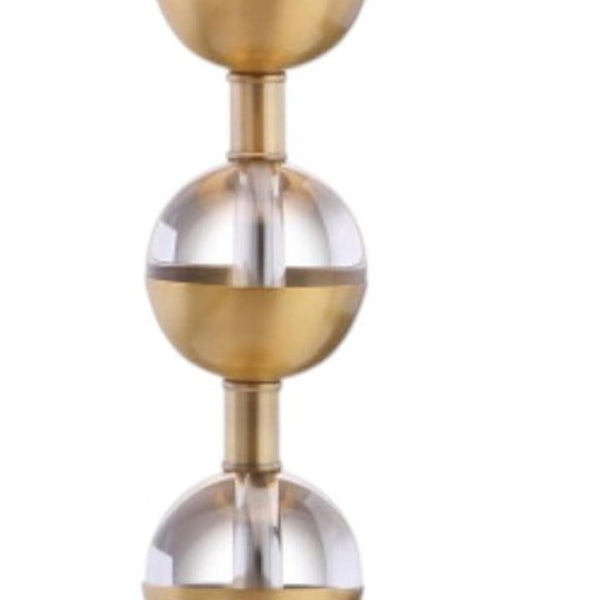 Set of Two Gold Finish Bedside Table Lamps with Elegant Drum Shades for Bedroom