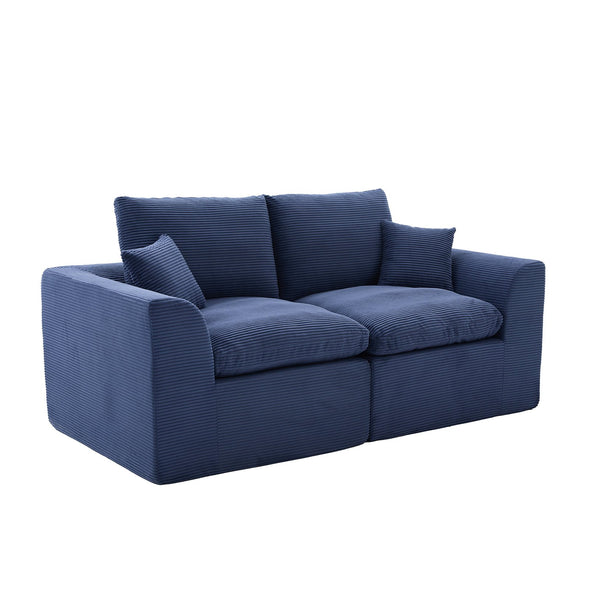 English Elm UNITED Cloud Couch Modular Sectional Sofa with Corduroy Cover, Ergonomic 2-Seater, No Assembly Needed Navy Blue W1568P371122