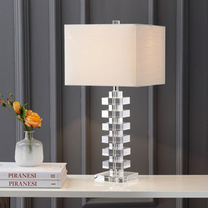 HomeRoots 18" Clear Novelty Table Lamp with Elegant Drum Shade for Modern Decor – Ideal for Any Room Setup! 715889