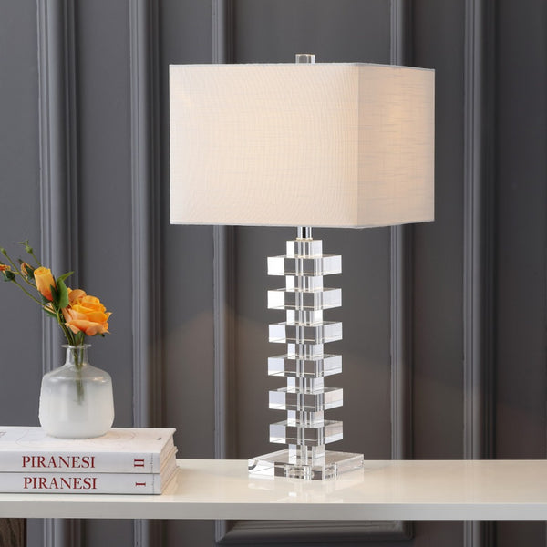 HomeRoots 18" Clear Novelty Table Lamp with Elegant Drum Shade for Modern Decor – Ideal for Any Room Setup! 715889