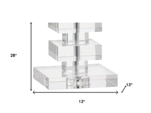 HomeRoots 18" Clear Novelty Table Lamp with Elegant Drum Shade for Modern Decor – Ideal for Any Room Setup! 715889