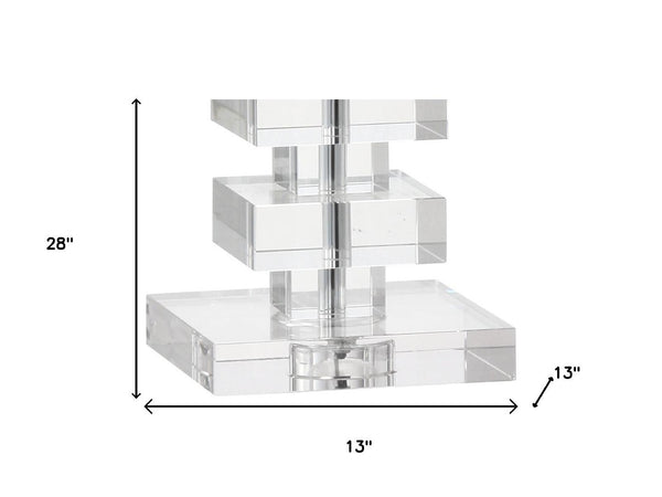 HomeRoots 18" Clear Novelty Table Lamp with Elegant Drum Shade for Modern Decor – Ideal for Any Room Setup! 715889