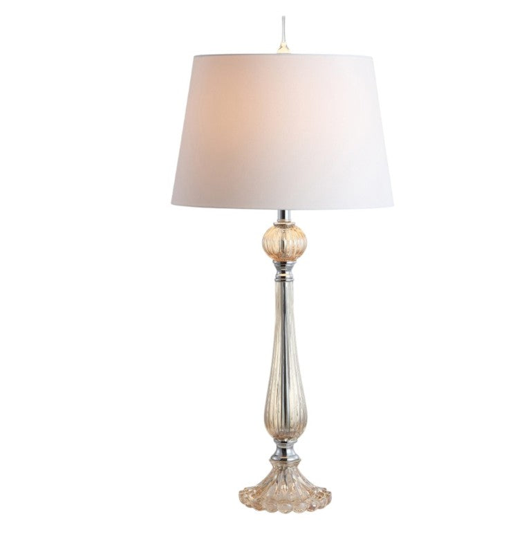HomeRoots Set of Two Champagne Globe Shade Table Lamps for Elegant Living Room Ambiance 715884