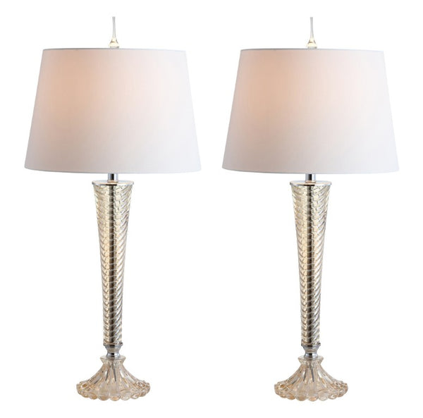 HomeRoots Set of Two Champagne Urn Table Lamps with Globe Shades Elegant Buffet Lighting 715885