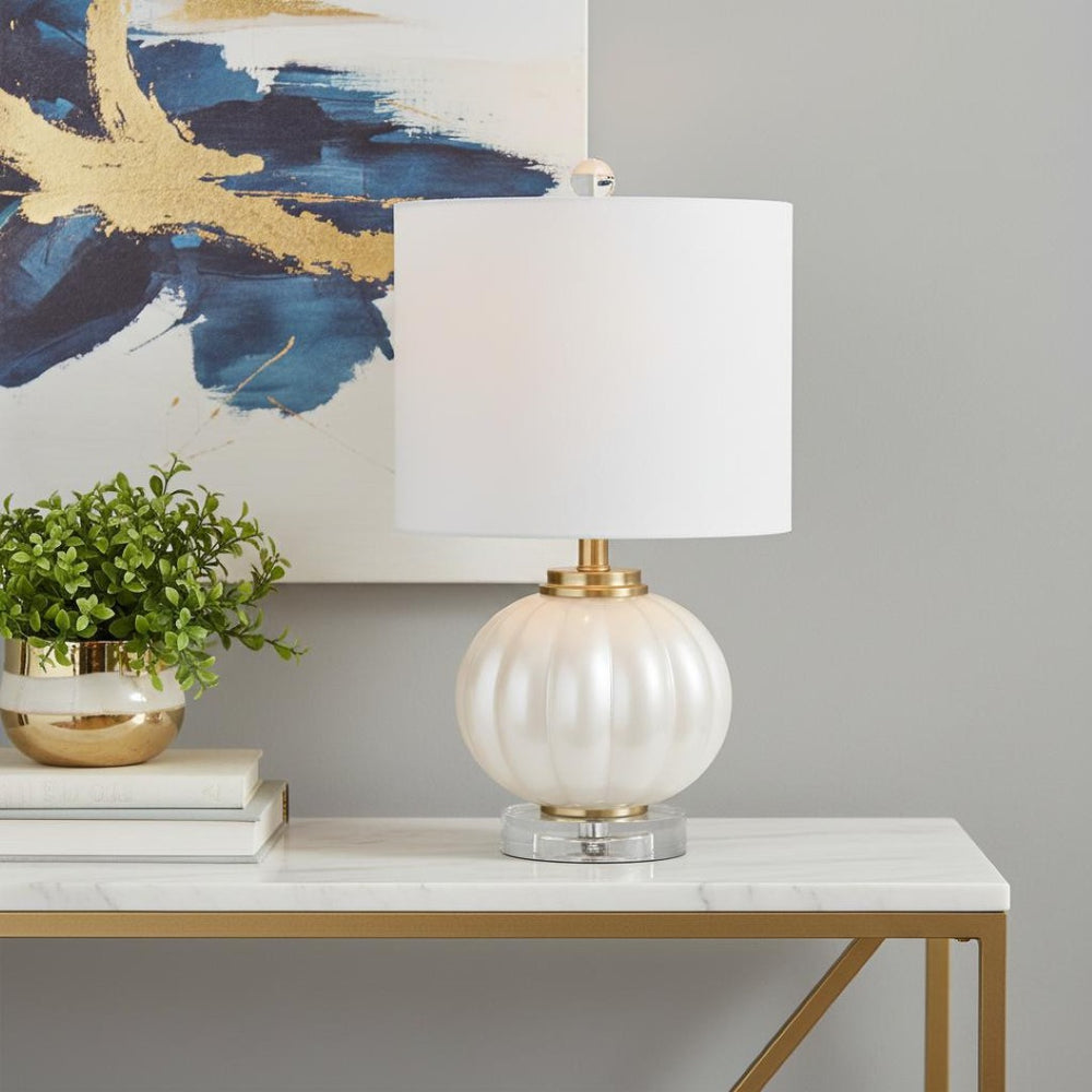 HomeRoots 16" Clear Crystal-Style Table Lamp with Black Empire Shade for Modern Elegance and Ambient Lighting 715892