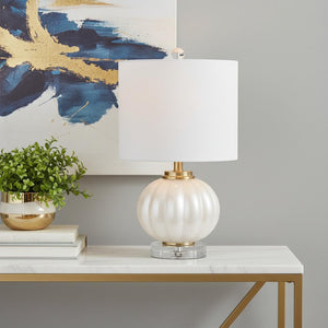 HomeRoots 16" Clear Crystal-Style Table Lamp with Black Empire Shade for Modern Elegance and Ambient Lighting 715892