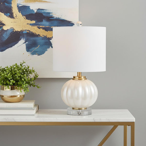 HomeRoots 16" Clear Crystal-Style Table Lamp with Black Empire Shade for Modern Elegance and Ambient Lighting 715892