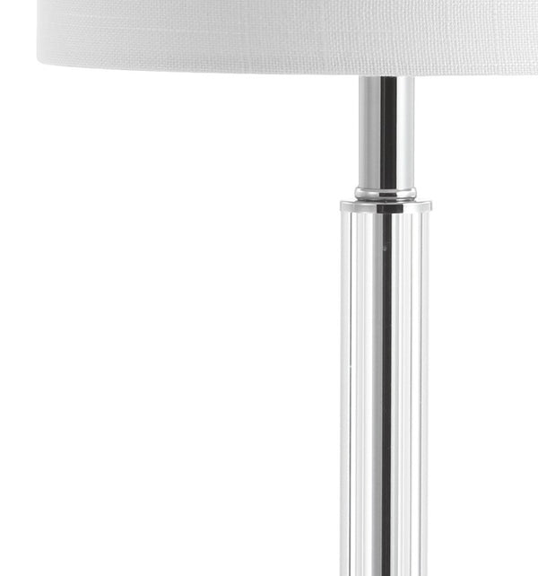 Set of Two 20 Inch Clear Glass Table Lamps with Drum Shades for Living Rooms