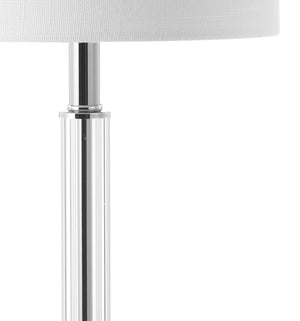 Set of Two 20 Inch Clear Glass Table Lamps with Drum Shades for Living Rooms