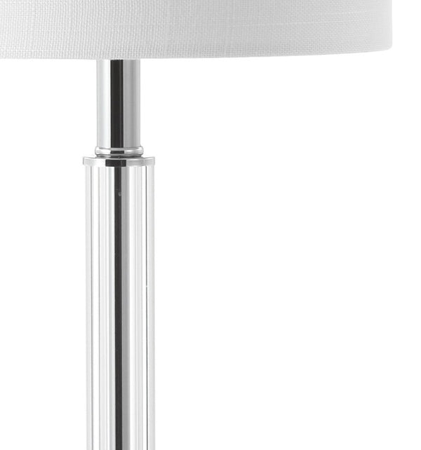 Set of Two 20 Inch Clear Glass Table Lamps with Drum Shades for Living Rooms