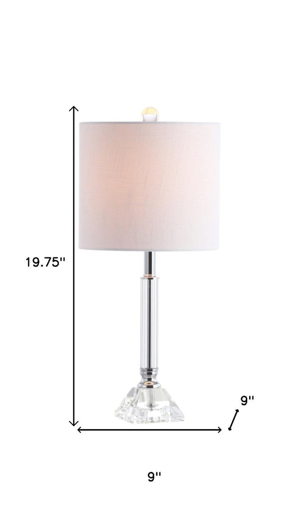 Set of Two 20 Inch Clear Glass Table Lamps with Drum Shades for Living Rooms