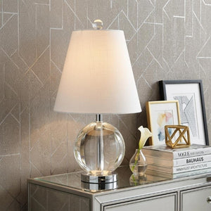 16 Inch Clear Globe Table Lamp with Empire Shade for Bedroom Nightstand Accent