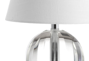 16 Inch Clear Globe Table Lamp with Empire Shade for Bedroom Nightstand Accent