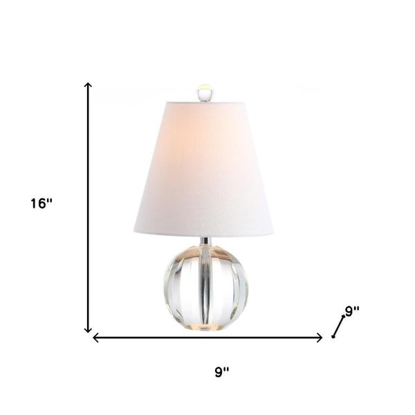 16 Inch Clear Globe Table Lamp with Empire Shade for Bedroom Nightstand Accent