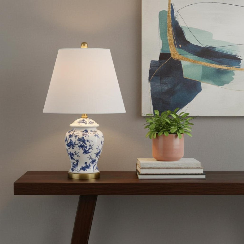 HomeRoots 22" Gold Urn Table Lamp - Elegant LED Lighting with White Shade for Timeless Home Decor Style 715897