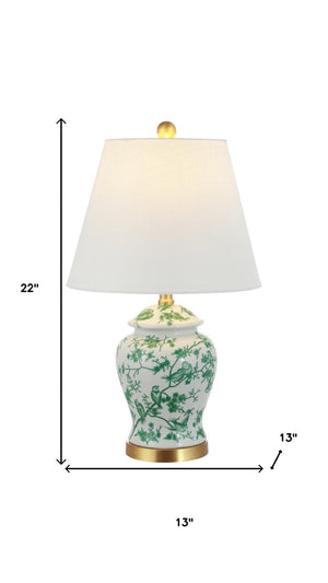 HomeRoots 22" Gold Urn Table Lamp - Elegant LED with White Linen Shade for Stylish Ambient Illumination 715900