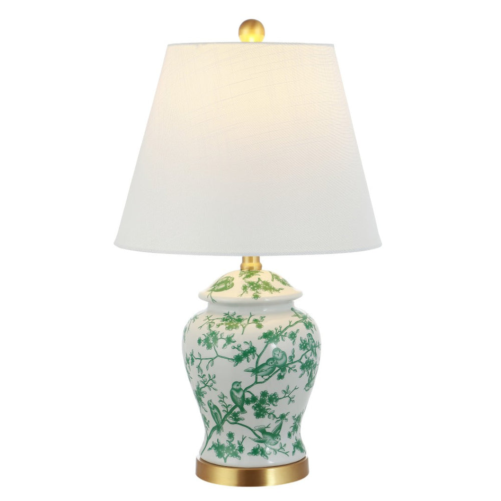 HomeRoots 22" Gold Urn Table Lamp - Elegant LED with White Linen Shade for Stylish Ambient Illumination 715900