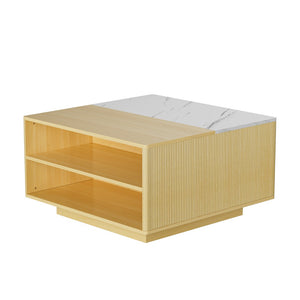 English Elm Lift Top Coffee Table Faux Marble Surface Hydraulic Storage Shelves Modern Home T3773P419176