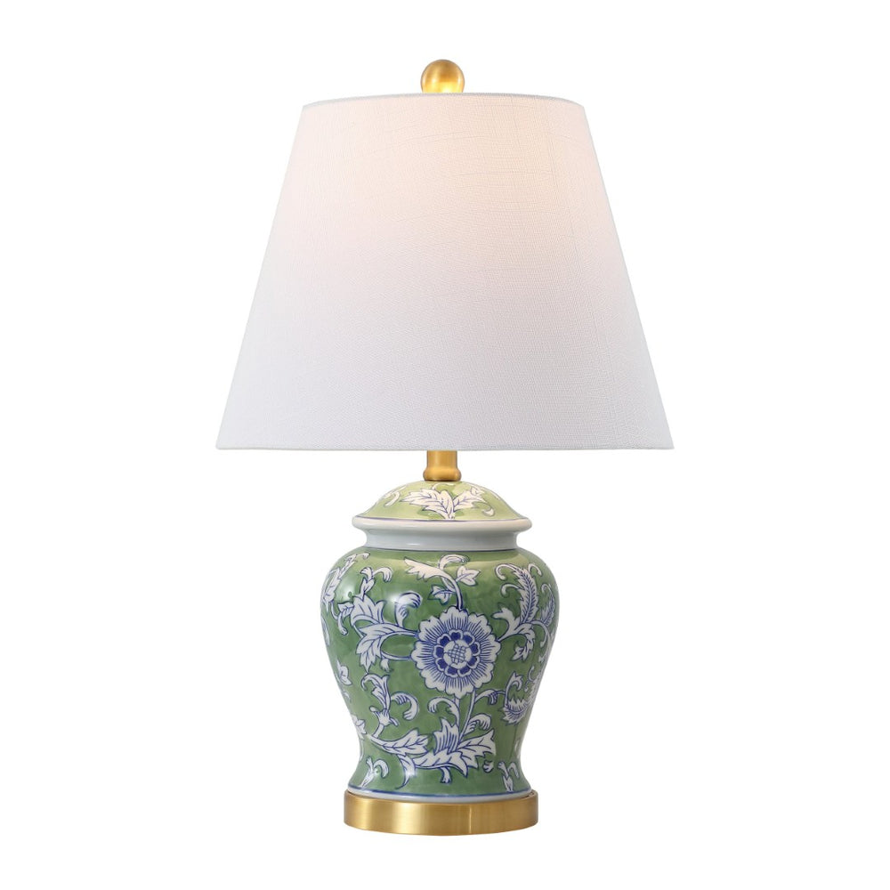 HomeRoots 23" Clear Acrylic Table Lamp with White Linen Drum Shade & Gold Base - Modern Décor Accent Piece 715910