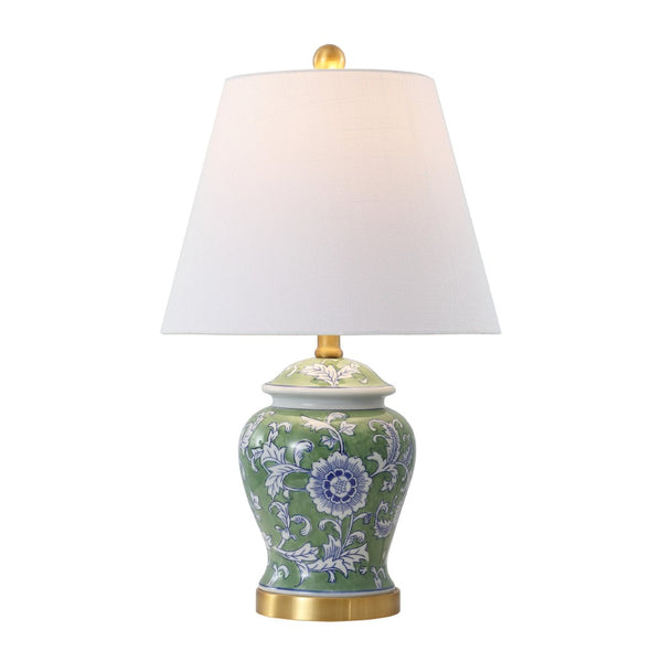 HomeRoots 23" Clear Acrylic Table Lamp with White Linen Drum Shade & Gold Base - Modern Décor Accent Piece 715910