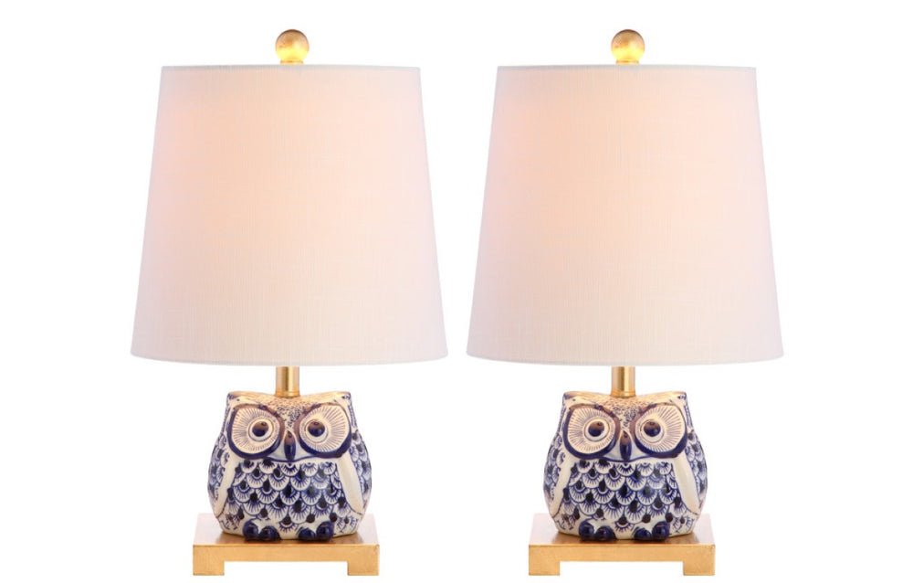 HomeRoots Set of Two Gold Finish Bedside Table Lamps with Classic Empire Fabric Shades 715913