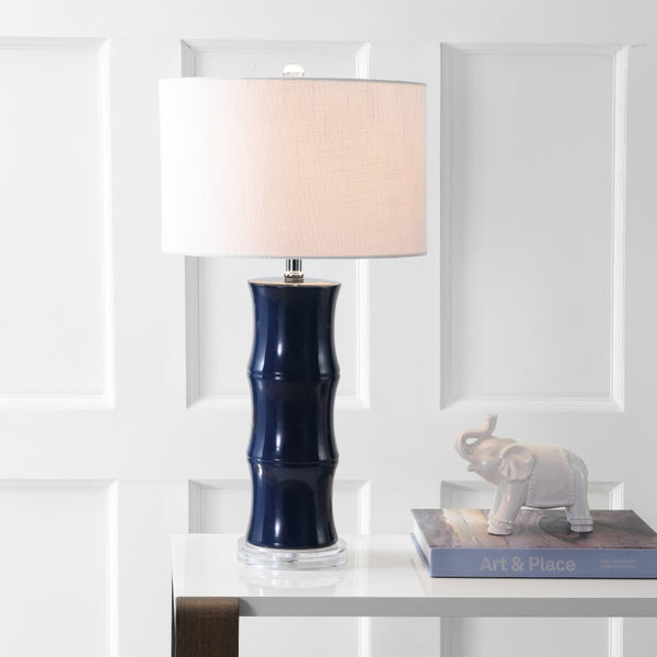 HomeRoots 32" Clear Novelty Table Lamp - Elegant LED with Linen Drum Shade for Stylish Home Lighting Solutions 715928