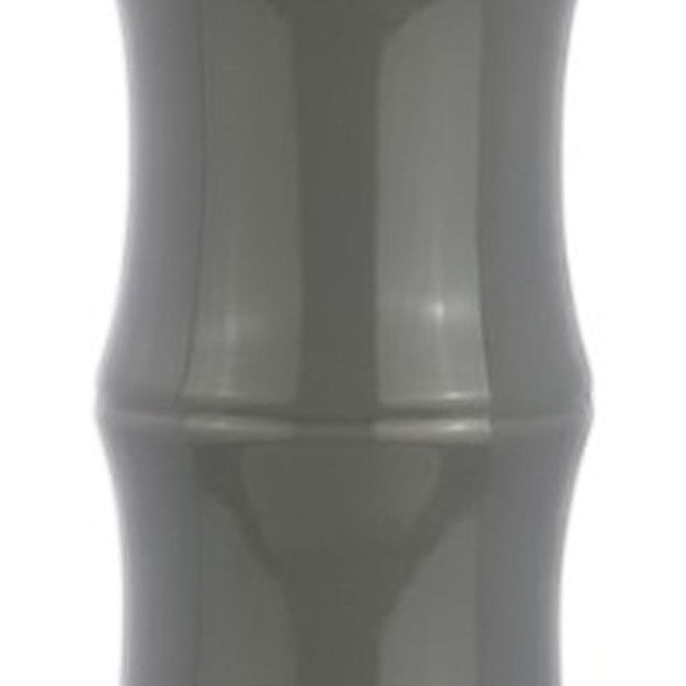 HomeRoots 27 Inch Gray Gourd Table Lamp with Clear Glass Base and Fabric Drum Shade for Bedroom 715915