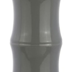 27 Inch Gray Gourd Table Lamp with Clear Glass Base and Fabric Drum Shade for Bedroom