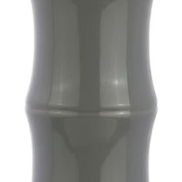 27 Inch Gray Gourd Table Lamp with Clear Glass Base and Fabric Drum Shade for Bedroom