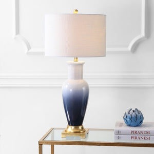 32 Inch Novelty Table Lamp with Drum Shade for Glam Elegant Living Room or Bedroom Decor