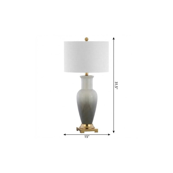 32 Inch Novelty Table Lamp with Drum Shade for Glam Elegant Living Room or Bedroom Decor