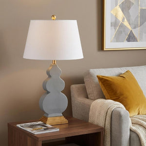 29 Inch Glam Gold Table Lamp with Drum Shade for Living Room Bedside Accent Lighting