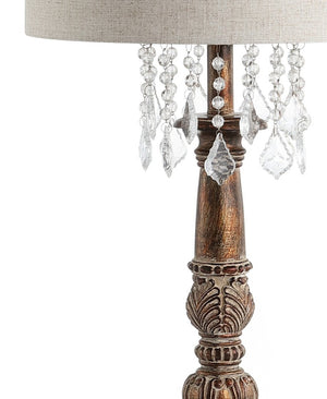 34 Inch Brown Table Lamp with Drum Shade for Cozy Living Room Ambiance
