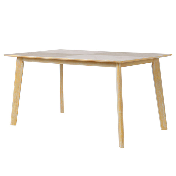 English Elm Retro Dining Table for 6 — Minimalist Rectangular MDF Top with LVL Rubberwood Legs, 220lb Capacity, Modern Dining centerpiece Natural Wood Wash N752P294999D