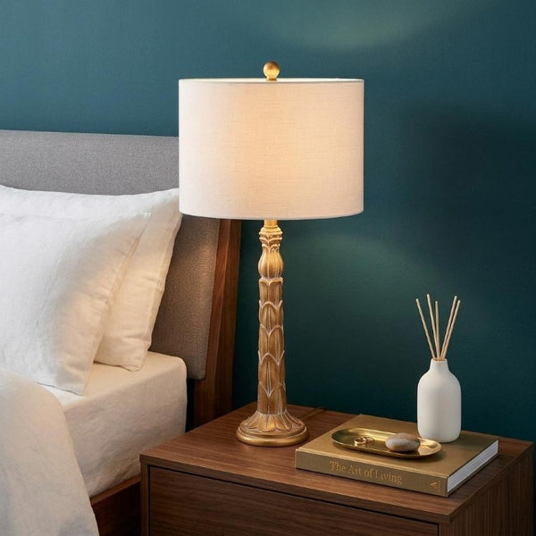 29 Inch Antiqued Gold Table Lamp Featuring a Classic Drum Shade for Elegant Interiors
