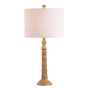 HomeRoots 29 Inch Antiqued Gold Table Lamp Featuring a Classic Drum Shade for Elegant Interiors 715931