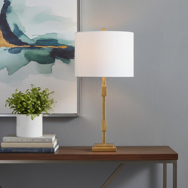 HomeRoots 26" Dark Gray Table Lamp with Elegant Drum Shade – Modern Design for Warm, Inviting Illumination 715933