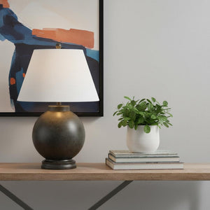 HomeRoots 29" Elegant Brown Resin Table Lamp with Globe Shade for Modern, Cozy Lighting in Any Room 715934
