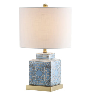 HomeRoots 22 Inch Gold Square Table Lamp with Drum Shade Elegant Glam Lighting for Living Room Linen / Iron 715937